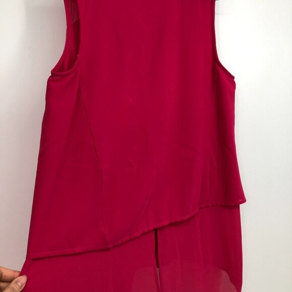 Jana Italy hot pink sleeveless layered high low collared blouse SP - Picture 11 of 15